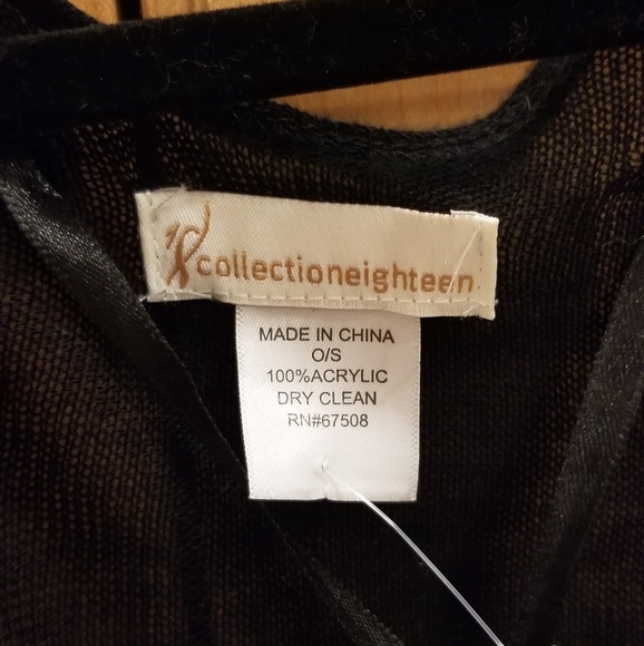 Collection XIIX Ruffle Shawl Wrap Black NWT O/S - Picture 4 of 8